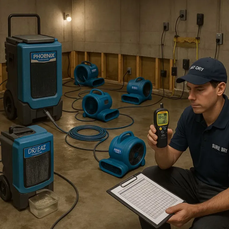 Structural Drying and Dehumidification process in South Roxana, IL